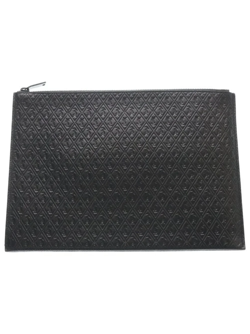 Saint Laurent Paris YSL Monogram Clutch Black Leather Silver